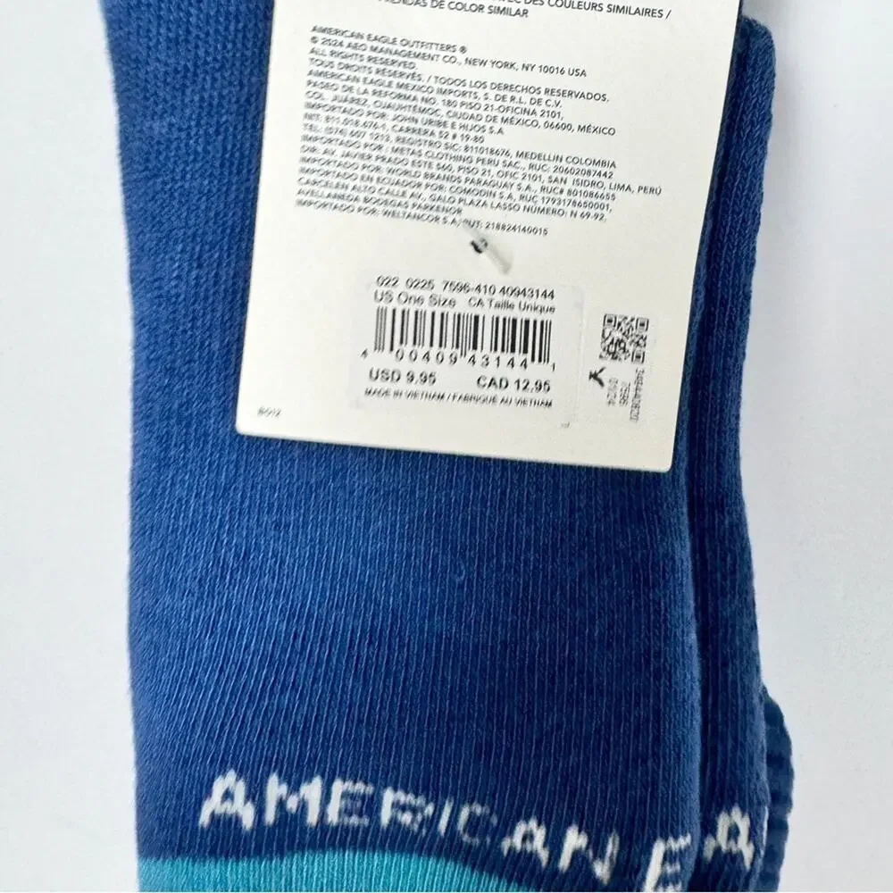 American Eagle Women's Preppy Style Crew Socks with Anchor Design One Pack NWT